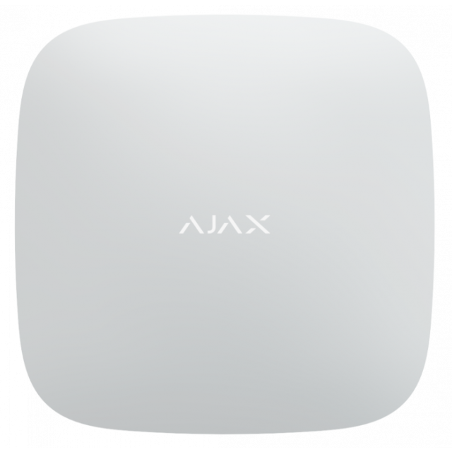 Ajax hub plus wit met instelbaar tot 64 Scenario's, 150 componenten, 99 gebruikers en wifi