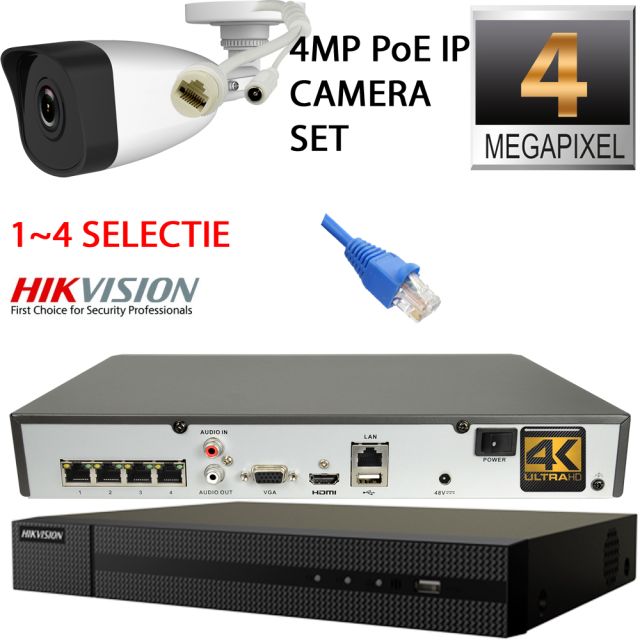 Hikvision bullet PoE ip camera systeem 4 megapixel