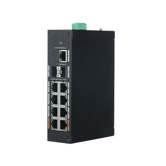 Dahua OEM industriële switch 8 PoE poorten RJ45 2 Gigabit SFP poorten en 1 Uplink gigabit poort