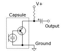 Schema electret microfoon aansluiten